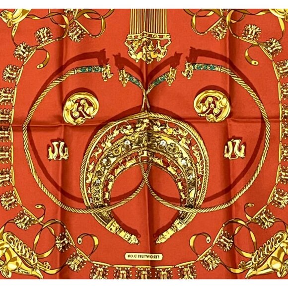 Authentic RARE! Hermes Les Cavaliers D'or Vintage 45cm Silk Scarf - Picture 2 of 7